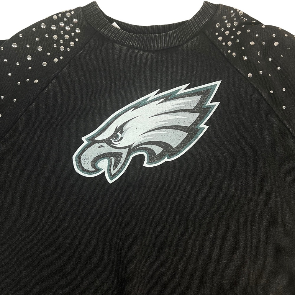 Womens Gameday Couture Philadelphia Eagles Black French Terry Studded Sweatshirt